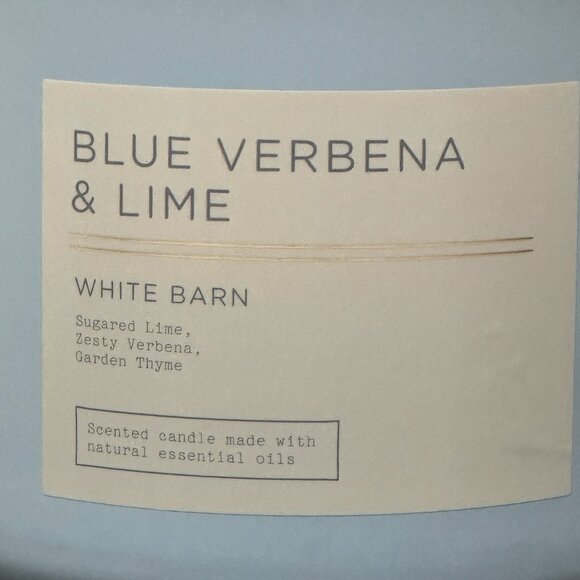 BBW Blue Verbena & Lime White Barn Bath & Body Works 3 Wick Candle - Picture 3 of 10